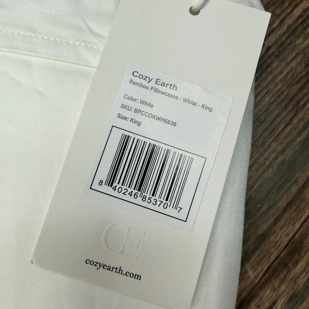 Cozy Earth Unisex King Pillowcases White Bamboo Viscose Luxury NWT